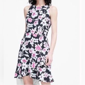 Banana Republic Navy Midi Floral Sleeveless with Ruffle Skirt NWT size 2